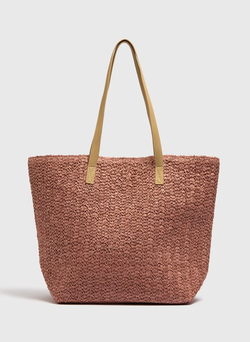 Matalan Pink Straw Shopper Bag